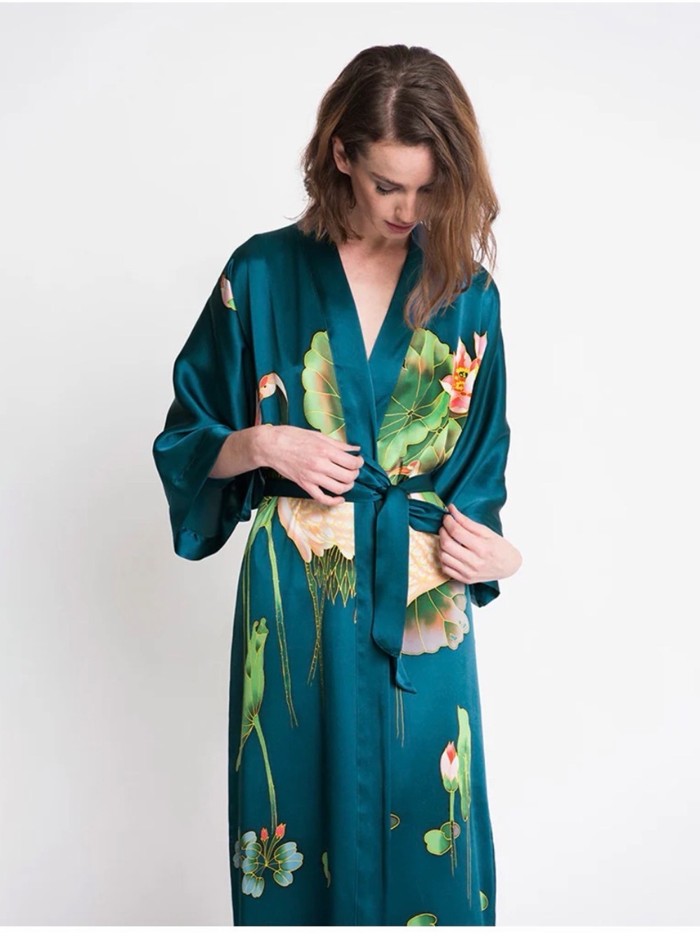 100% Silk, Hand-painted Kimono Robe - Women Intimates & Sleepwear - Picture 11 of 12